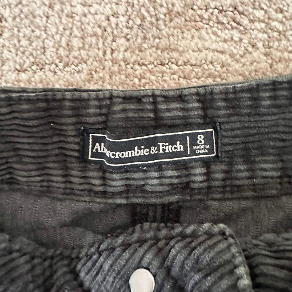 Abercrombie & Fitch Corduroy Mini Skirt Dark Academia Forest Green Size 8 - Picture 4 of 8